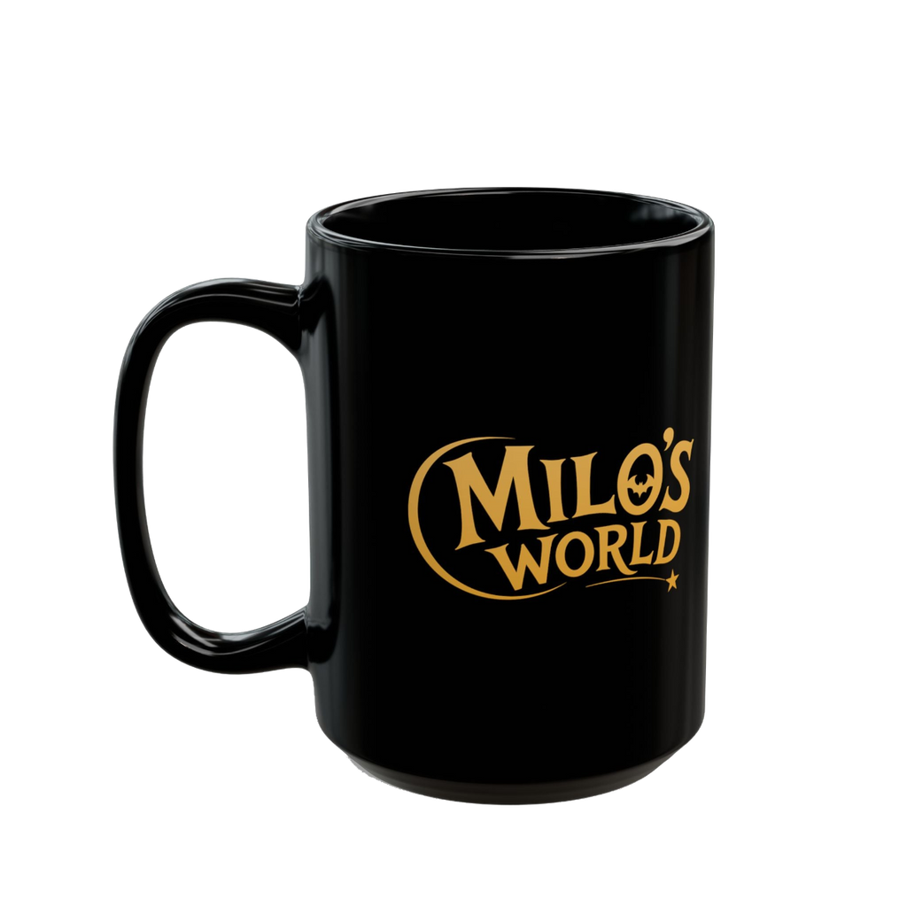Milo's World Logo Black Mug — (15oz)