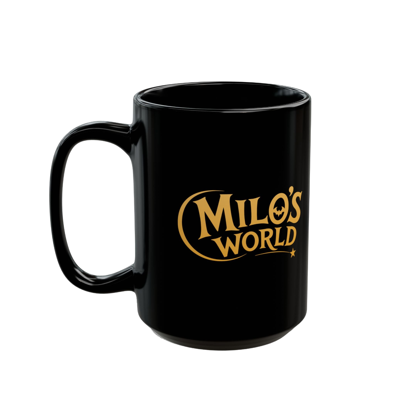Milo's World Logo Black Mug — (15oz)