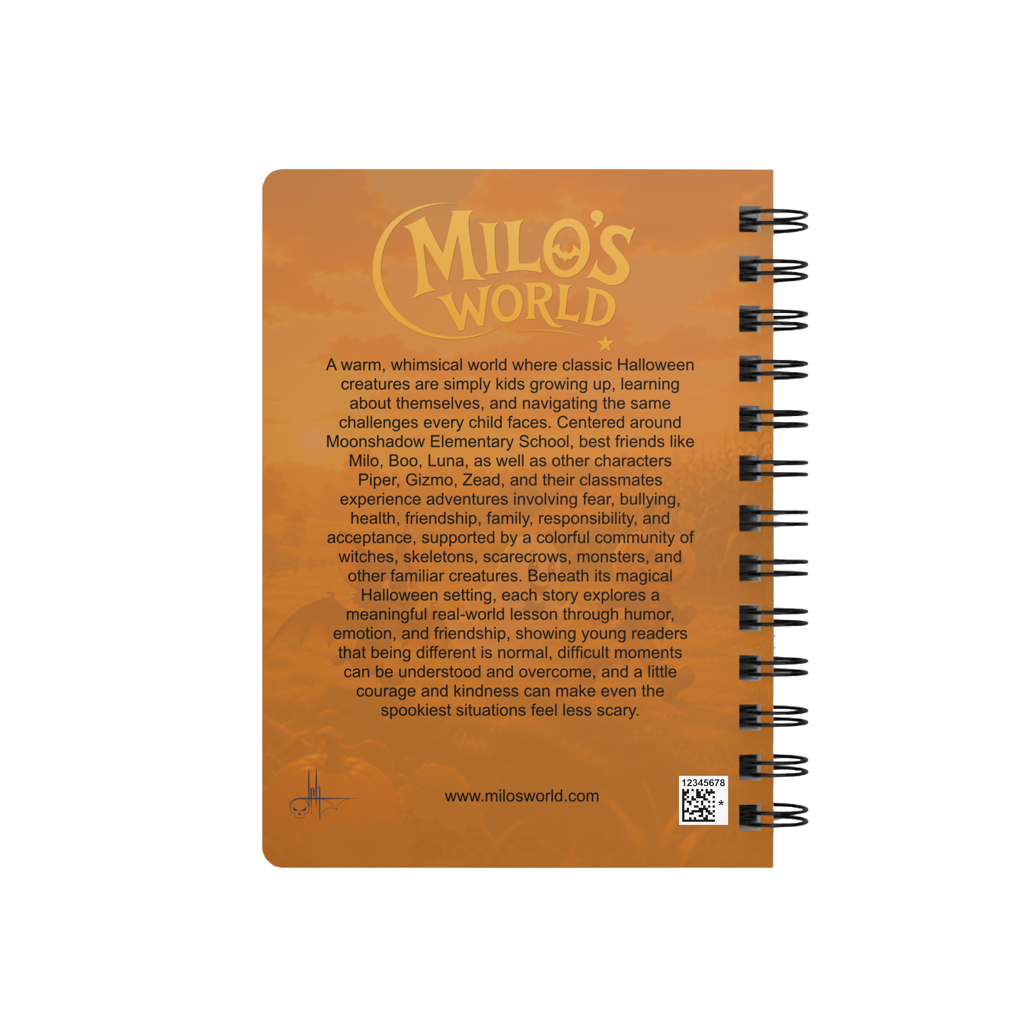 Spiral Journal — "Friends" Halloween Kids Notebook (Pumpkin, Ghost & Bat)